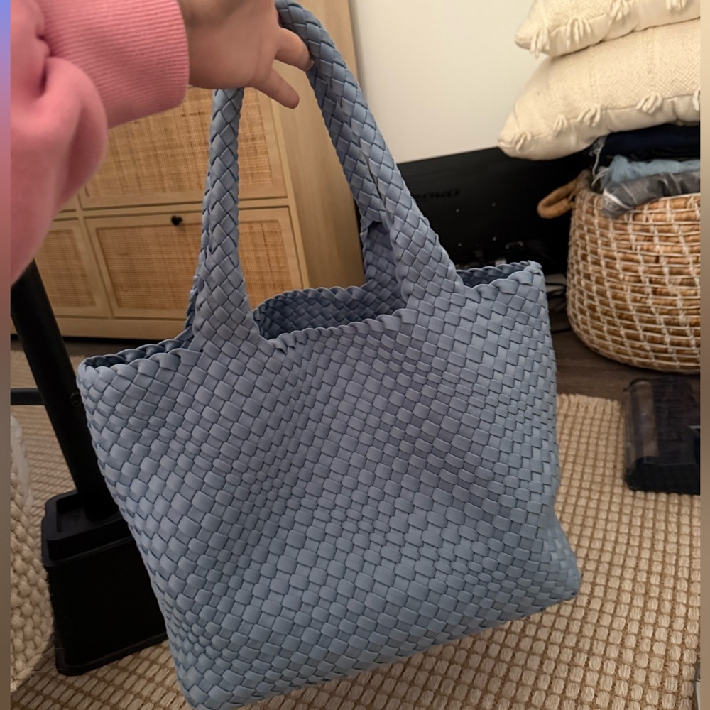 Blue Woven Tote Bag